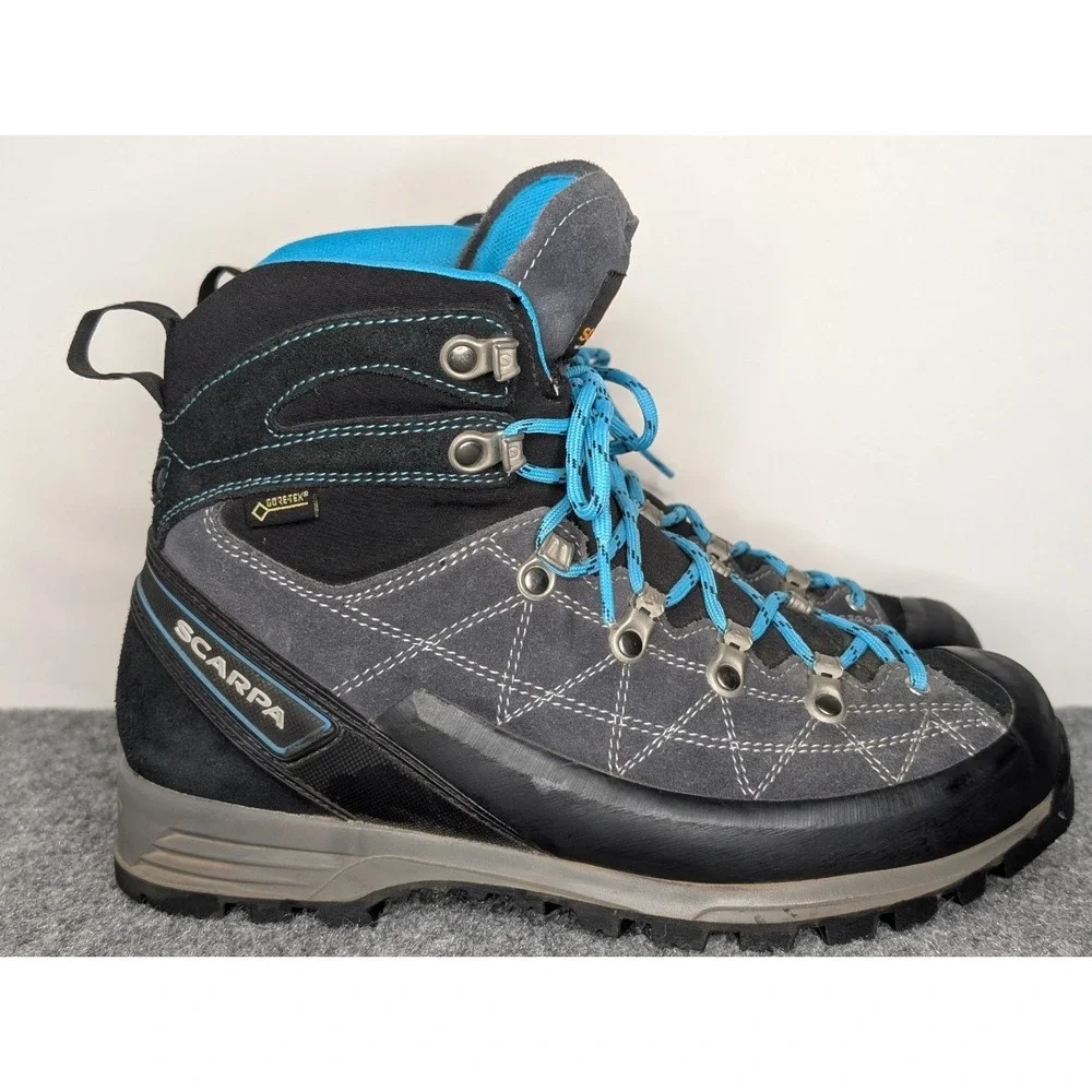 Scarpa‎ Boots Size M6/W7 EU38 Black/ Blue R-Evolution Gore-Tex Hiking Boots